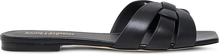 'tribute' Black Slip-on Sandals In Leather Woman