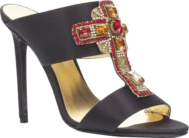 Tribute Byzantine Cross crystal satin sandals
