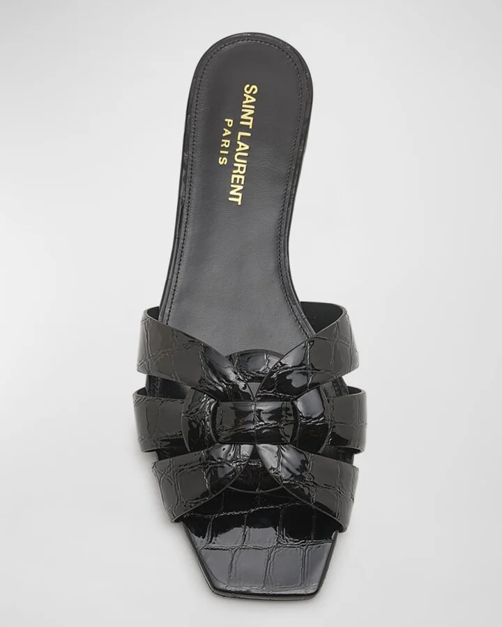 Tribute Croco Flat Slide Sandals - Image 3