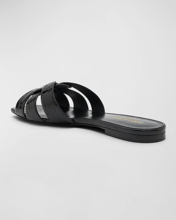 Tribute Croco Flat Slide Sandals - Image 6