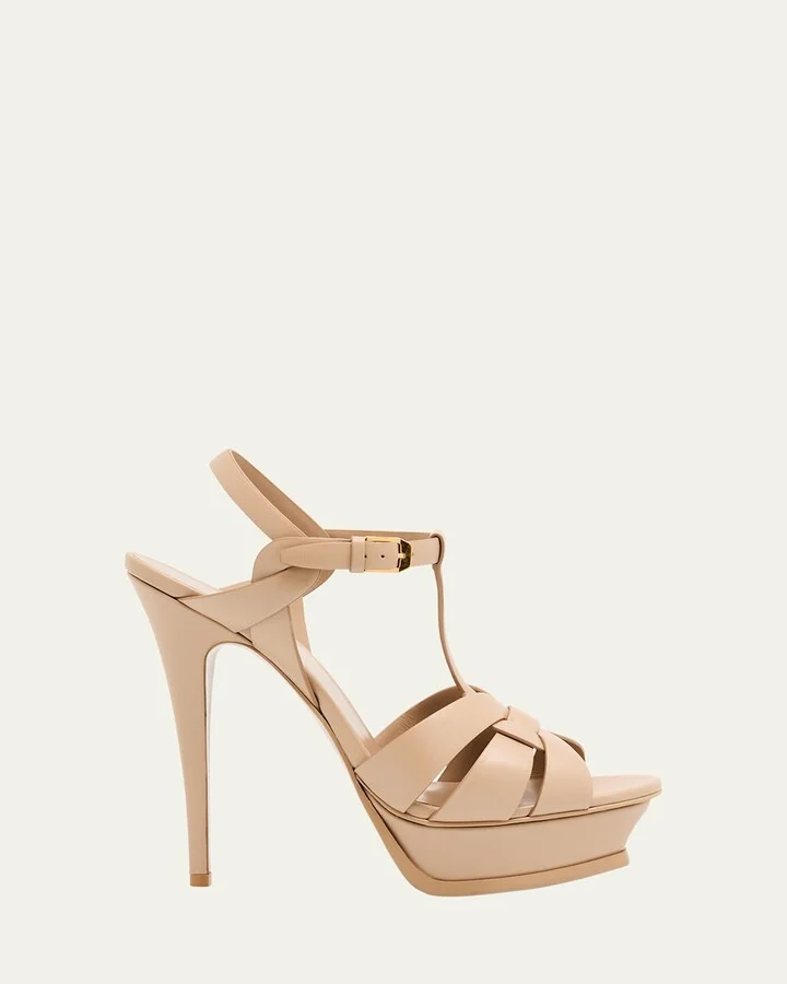 Tribute Leather T-Strap Platform Sandals