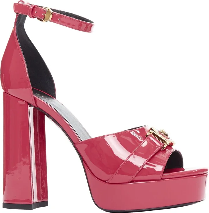 Tribute Medusa Emblem Open Toe Platform Sandal