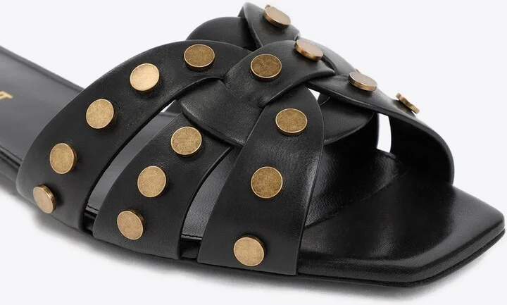 Tribute Studded Leather Flat Sandals - Image 3