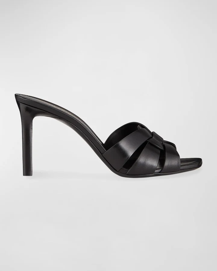 Tribute Woven Calfskin Stiletto Sandals