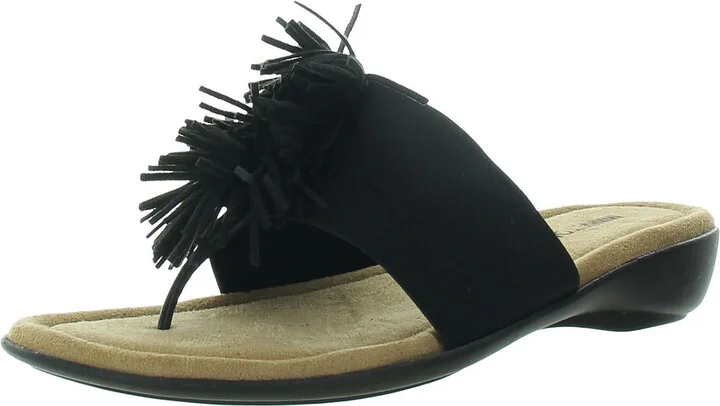 Tricia Womens Fringe Slip On Thong Sandals