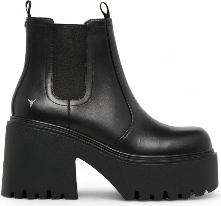Tricky - Women's Black Leather Platform Chelsea Boots