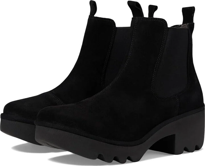 TRIG514FLY Boot Women's 8-8.5 Black Ankle Block Heel Chelsea KHD1815
