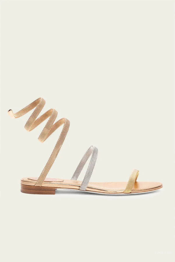 Trigold Cleo Tri-Tone Flat Sandal 10 in Gold