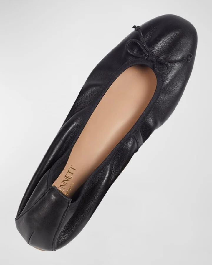 Trilly Leather Bow Classic Ballerina Flats - Image 2