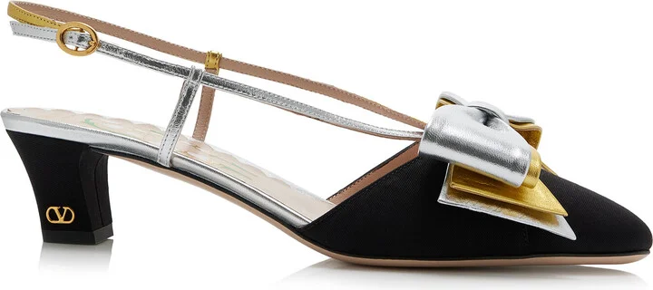 Trimmed Satin Slingback PumpsGaravani