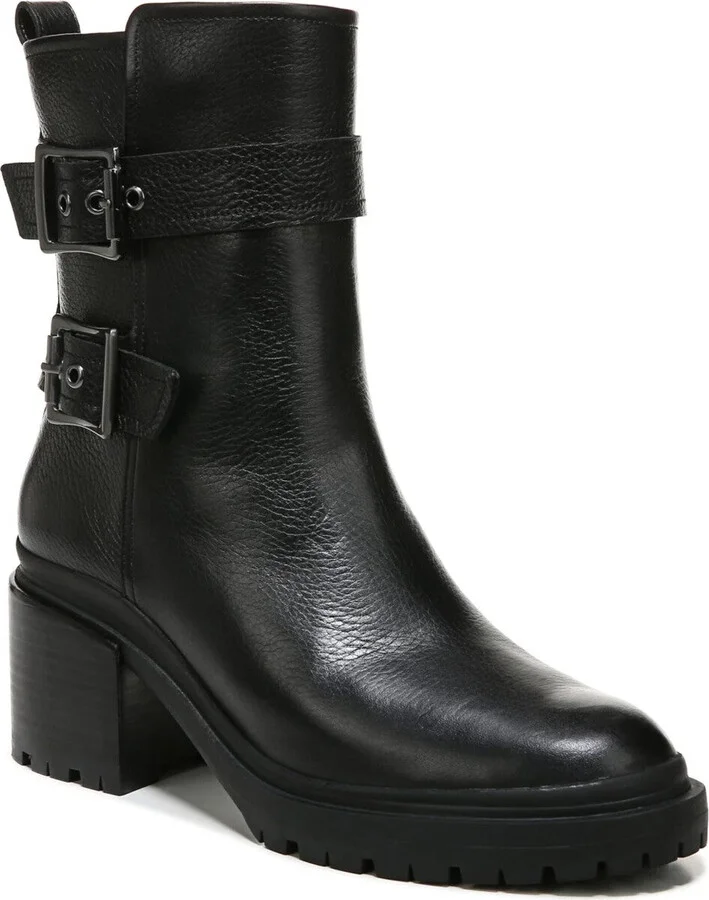 Trina Boots Women's US 10 Black Leather Block Heel Bootie ZPO3185