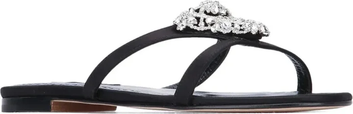 Trinamu crystal-embellished satin flat sandals - Image 2