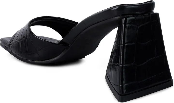 Trinity Croc Embossed Triangle Block Heel Sandal - Image 2