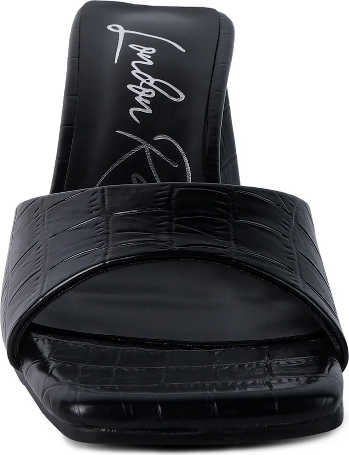 Trinity Croc Embossed Triangle Block Heel Sandal - Image 3