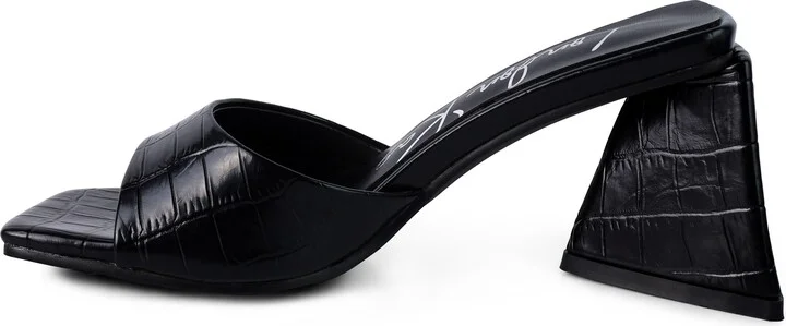 Trinity Croc Embossed Triangle Block Heel Sandal - Image 8