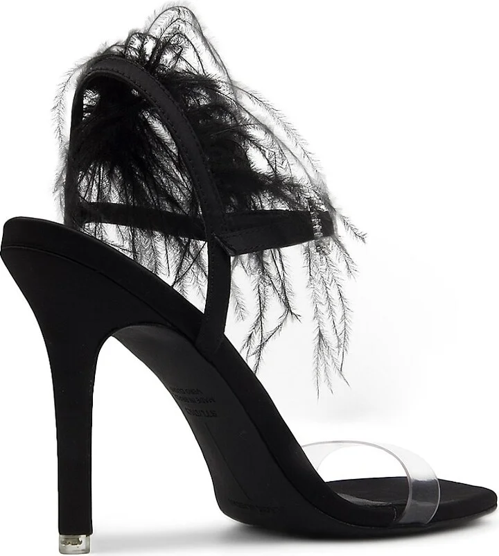Trinity Ostrich Feather Trim Sandals - Image 3