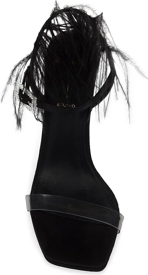 Trinity Ostrich Feather Trim Sandals - Image 5
