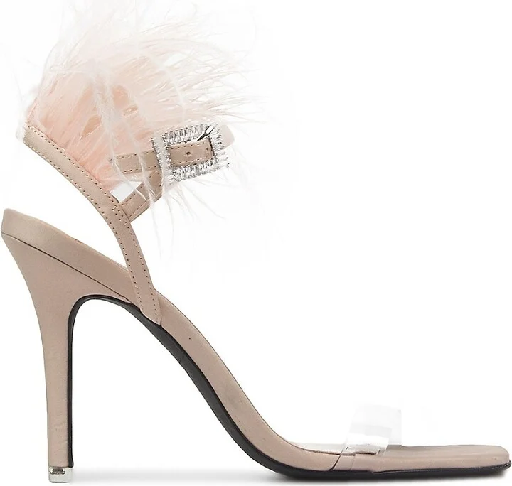 Trinity Ostrich Feather Trim Sandals