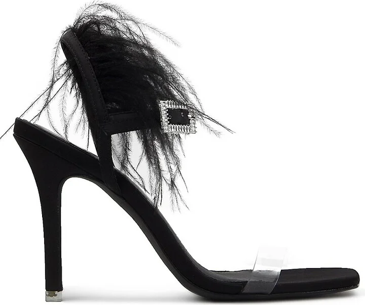 Trinity Ostrich Feather Trim Sandals