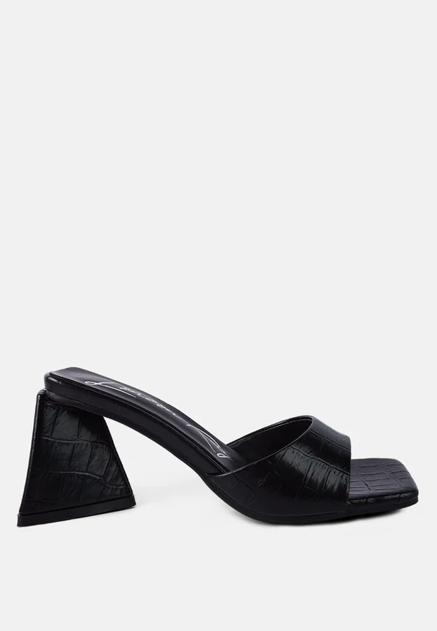 Trinity Triangle Block Heeled Croc Sandals
