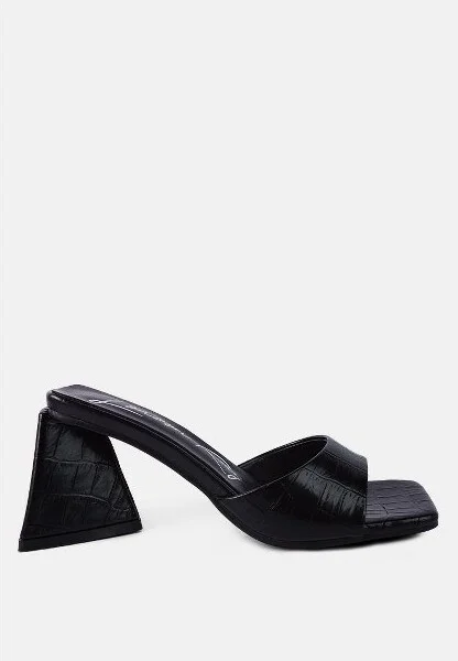 Trinity Triangle Croc Pattern Block Heel Sandals Women