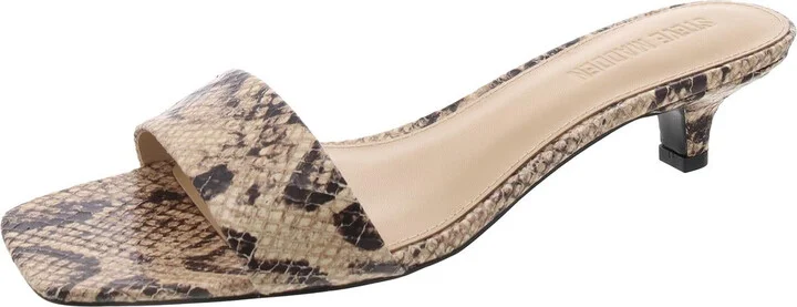 Trinity Womens Embossed Leather Kitten Heels