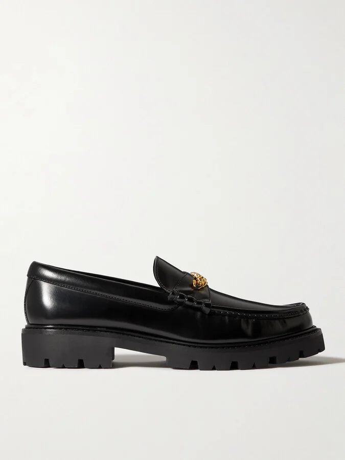 Triomphe Embellished Leather Loafers