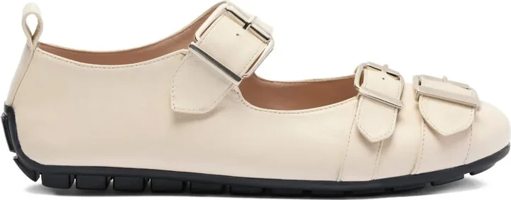 Triple-Buckle Ballet Flats