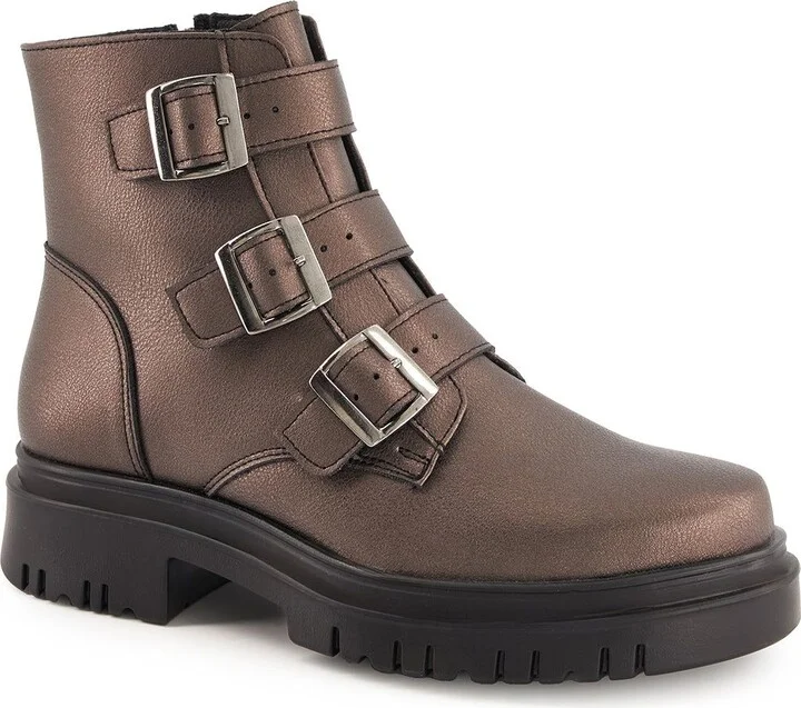 Triple Buckle Combat Boots