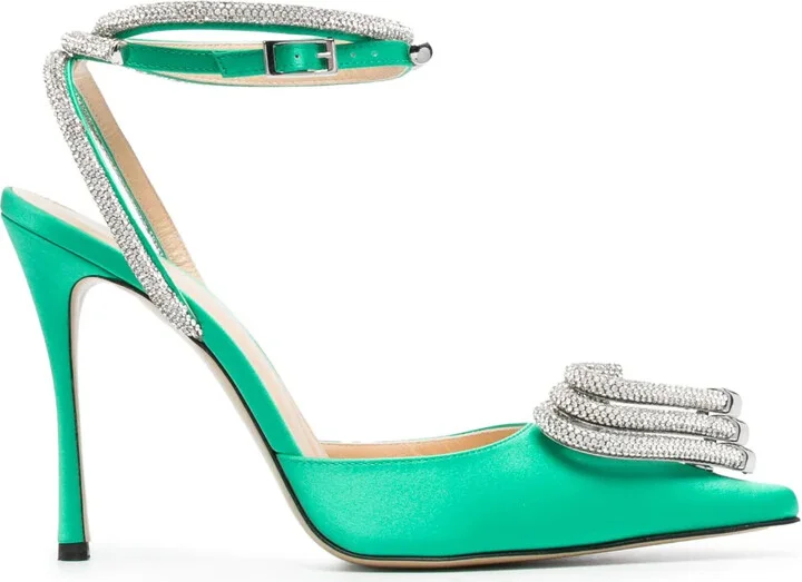 Triple Heart 105mm satin pumps