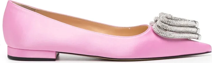 Triple Heart satin ballerina shoes