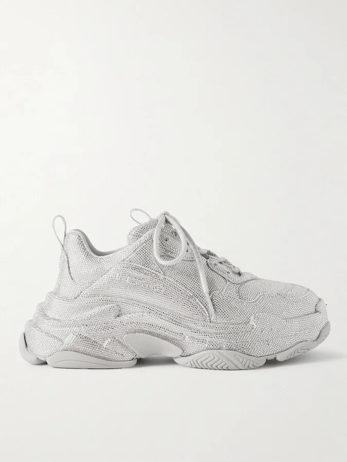 Triple S Rhinestone-Embellished Microfibre Sneakers
