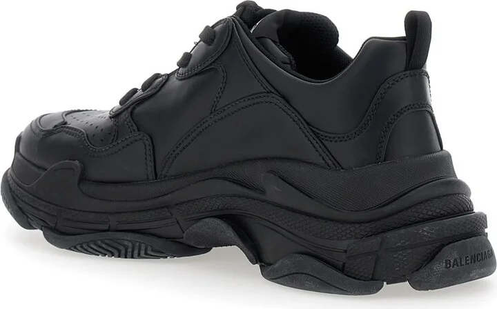 'triple S Sporty' Black Sneaker With 3b Logo Embroidered On The Side And Worn Effect In Tech Fabric Man - Image 3