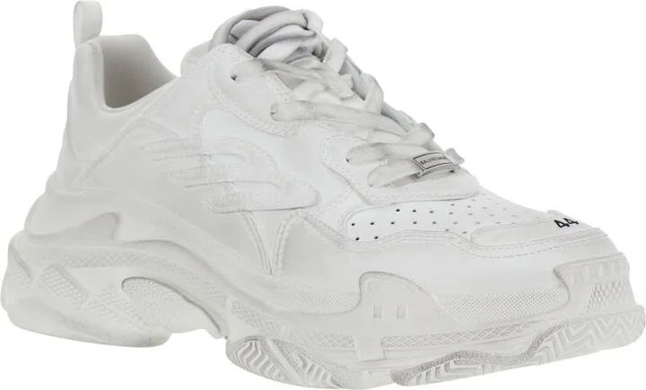 'triple S Sporty' White Sneaker With 3b Logo Embroidered On The Side And Worn Effect In Tech Fabric Man - Image 2
