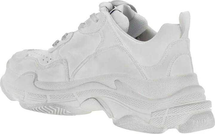 'triple S Sporty' White Sneaker With 3b Logo Embroidered On The Side And Worn Effect In Tech Fabric Man - Image 3