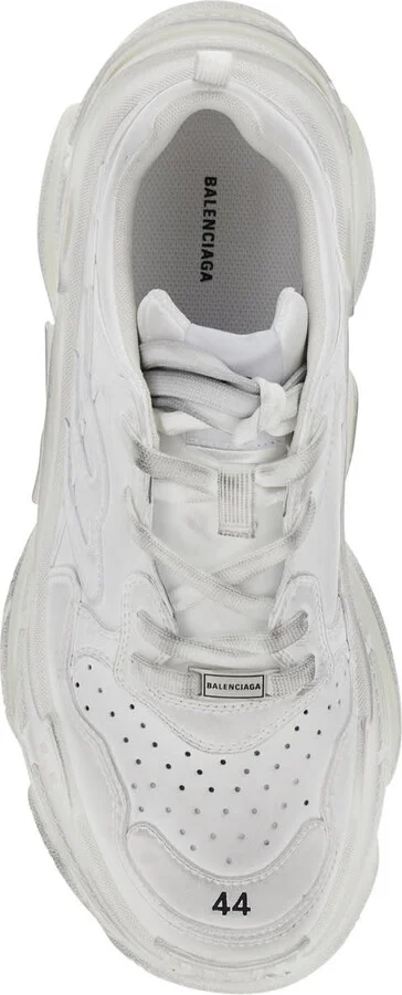 'triple S Sporty' White Sneaker With 3b Logo Embroidered On The Side And Worn Effect In Tech Fabric Man - Image 4