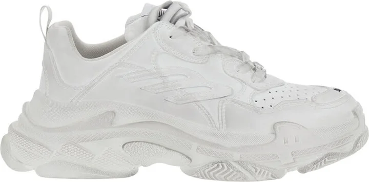 'triple S Sporty' White Sneaker With 3b Logo Embroidered On The Side And Worn Effect In Tech Fabric Man