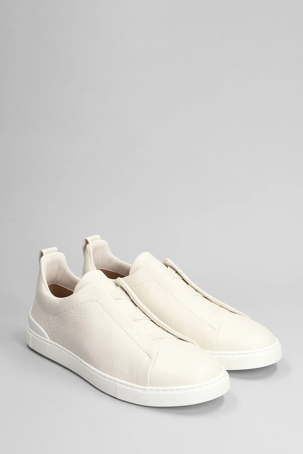 Triple Stich Sneakers In White Leather - Image 2