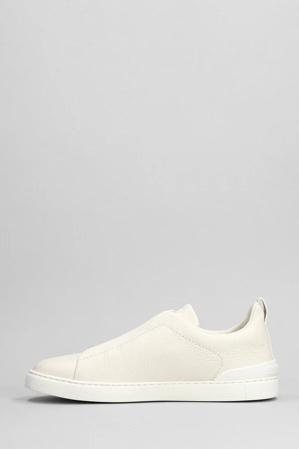 Triple Stich Sneakers In White Leather - Image 3