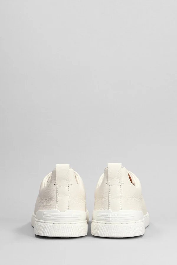 Triple Stich Sneakers In White Leather - Image 4