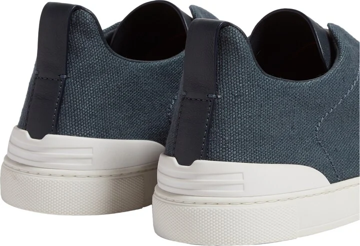 Triple Stitch Cotton, Linen & Leather Sneaker - Image 2