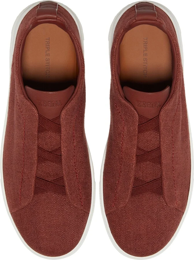 Triple Stitch Cotton, Linen & Leather Sneaker - Image 4
