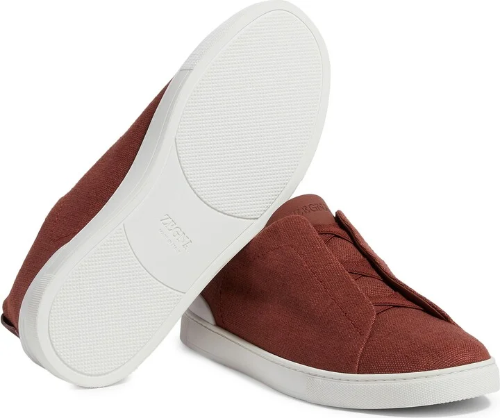 Triple Stitch Cotton, Linen & Leather Sneaker - Image 5