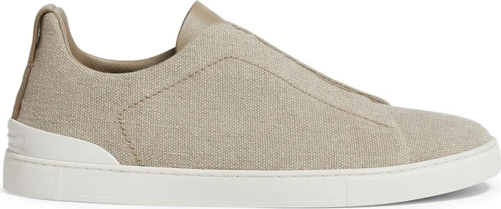 Triple Stitch Cotton, Linen & Leather Sneaker - Image 2