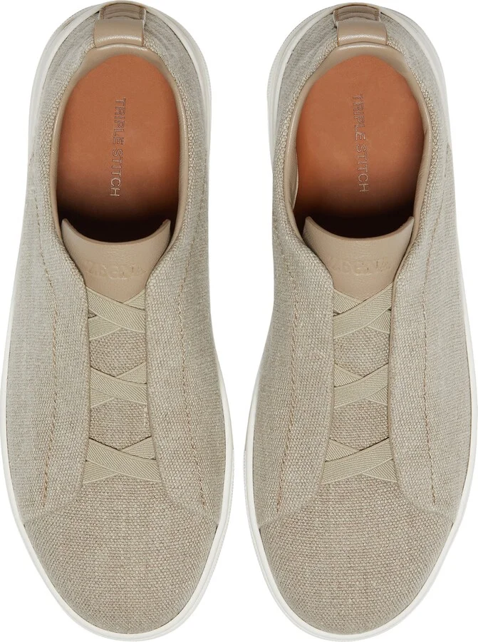 Triple Stitch Cotton, Linen & Leather Sneaker - Image 3