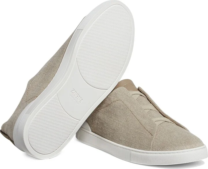 Triple Stitch Cotton, Linen & Leather Sneaker - Image 4