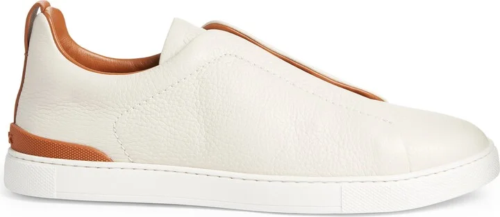 Triple Stitch Deerskin Leather Slip-On Sneaker - Image 9