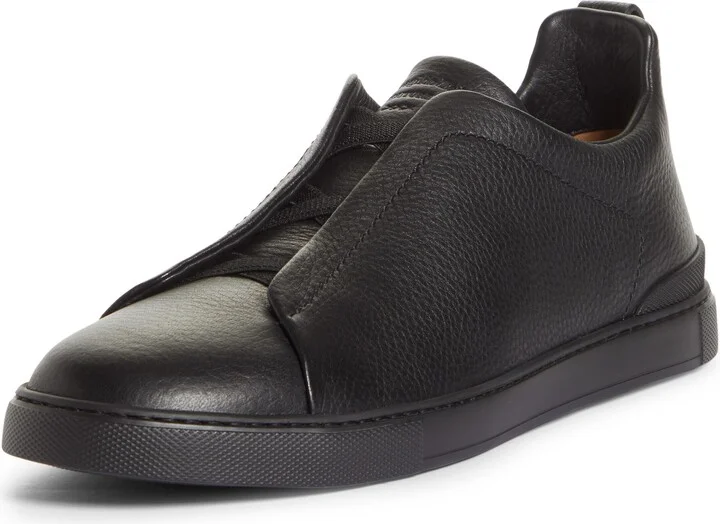 Triple Stitch Deerskin Leather Slip-On Sneaker