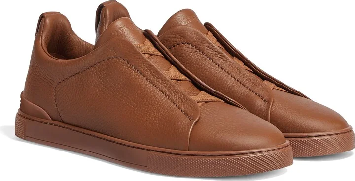 Triple Stitch Deerskin Leather Slip-On Sneaker