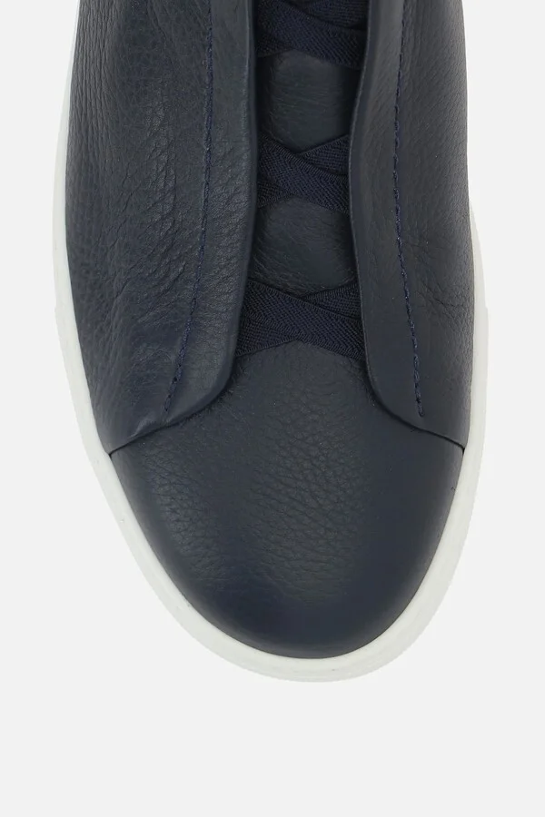 Triple Stitch Grainy Leather Sneakers - Image 4